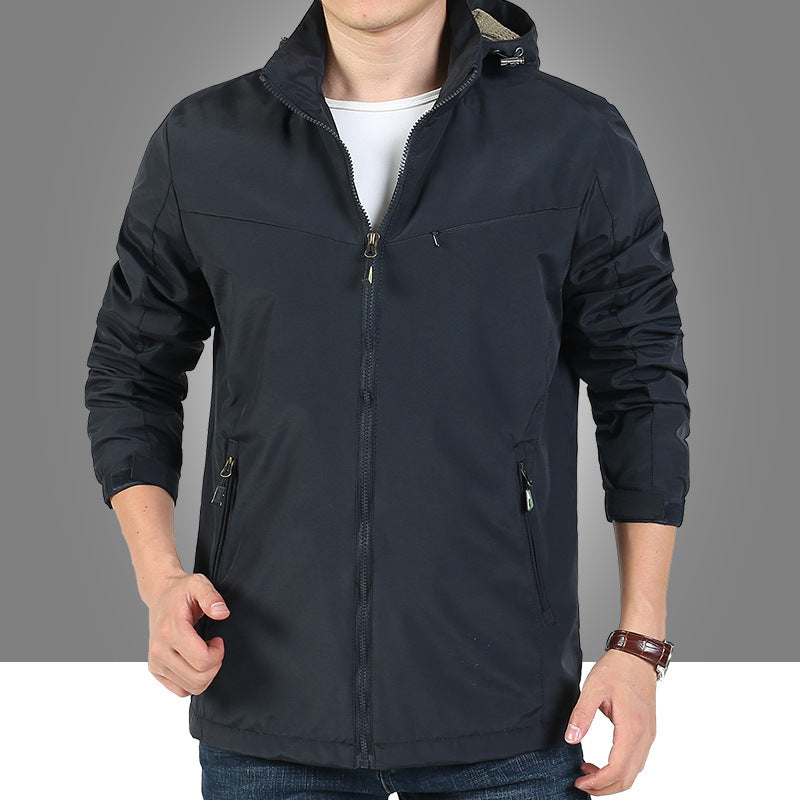 Herren leichter Funktions-Kapuzenblouson mit winddichter Shell, verdecktem Reißverschluss und Multi-Taschen Nord Taschen