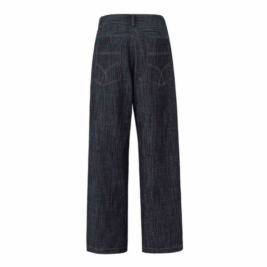 Damen Weite hochtaillierte Jeanshose mit markanter Mittelnaht Nord Taschen