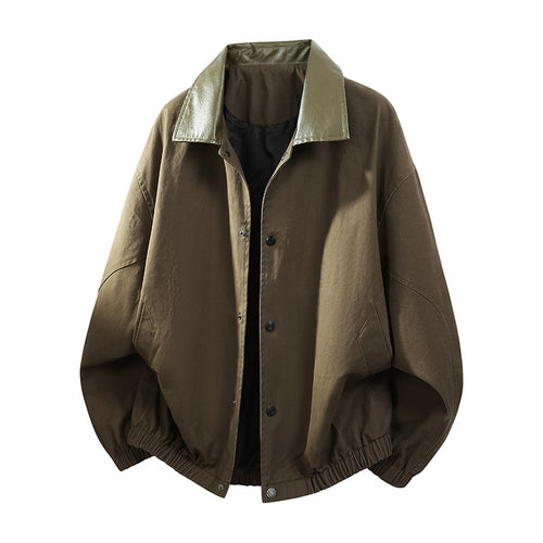 Herren Oversize Coach-Jacke mit glänzendem Kragen, verdeckter Druckknopfleiste und elastischem Saum Nord Taschen