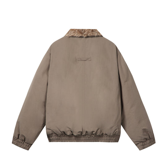 Damen Minimalistische Thermo‑Blousonjacke mit Kunstfell‑Umlegekragen und elastischem Tunnelzugsaum Nord Taschen
