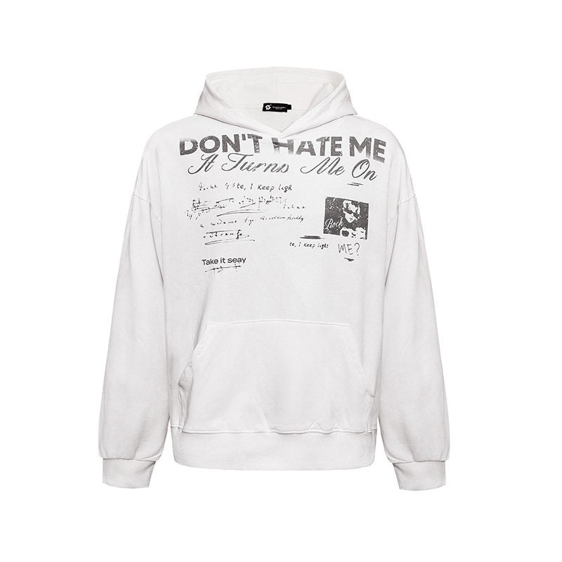 Damen Lässiges Oversize-Hoodie mit Typo-Frontprint, abgesenkten Schultern und Kängurutasche Nord Taschen