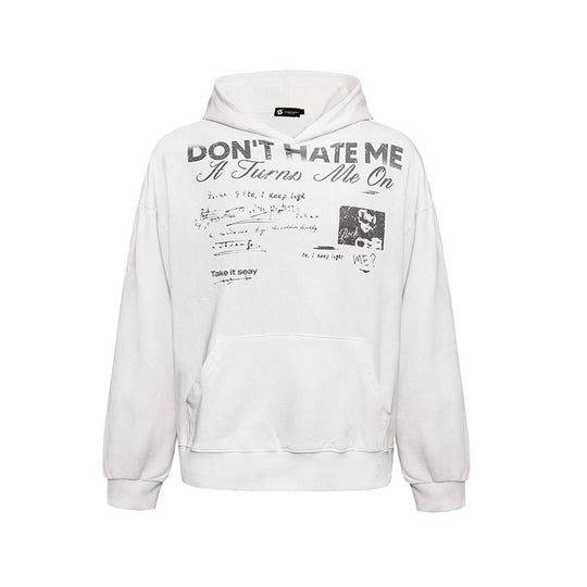 Damen Lässiges Oversize-Hoodie mit Typo-Frontprint, abgesenkten Schultern und Kängurutasche Nord Taschen