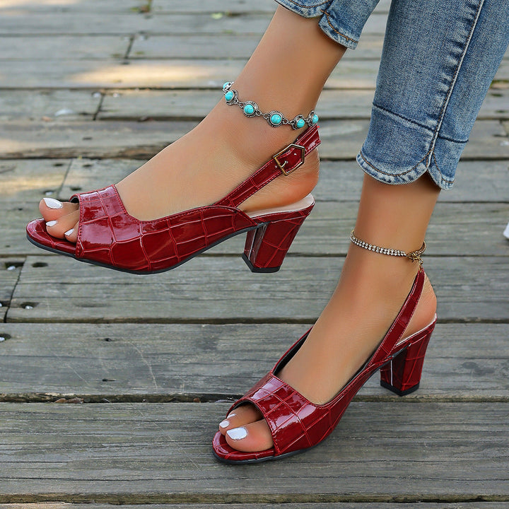 Damen Elegante Sling-Pumps mit modischem Krokodilleder-Design und komfortablem Blockabsatz