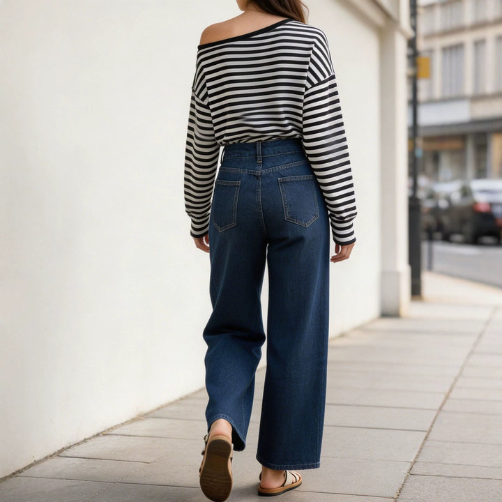 Damen High‑Waist Wide‑Leg-Jeans mit weitem Bein und klassischem Five‑Pocket-Schnitt Nord Taschen