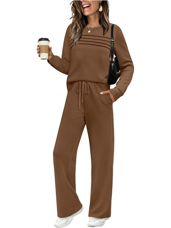 Damen Lounge-Set aus weichem Sweatstoff mit gerafftem Oberteil und weit geschnittenen Jogginghosen Nord Taschen