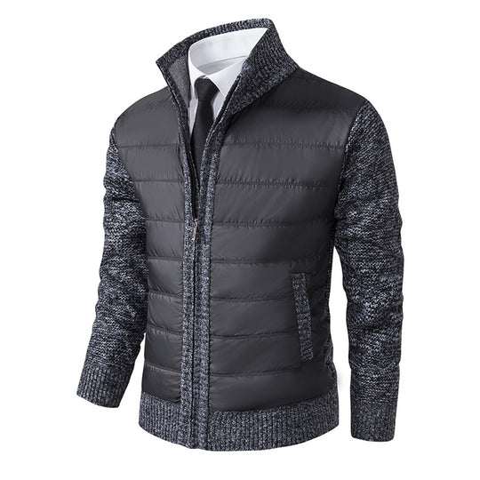 Herren gesteppte Hybrid-Strickjacke mit Stehkragen Reißverschluss und Eingrifftaschen Nord Taschen
