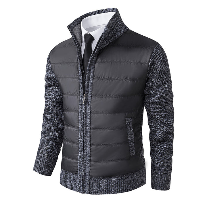 Herren gesteppte Hybrid-Strickjacke mit Stehkragen Reißverschluss und Eingrifftaschen Nord Taschen