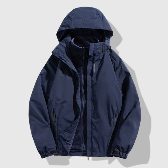 Herren zweiteilige Winterjacke mit abnehmbarer Fleece-Innenjacke wasserdicht winddicht Nord Taschen