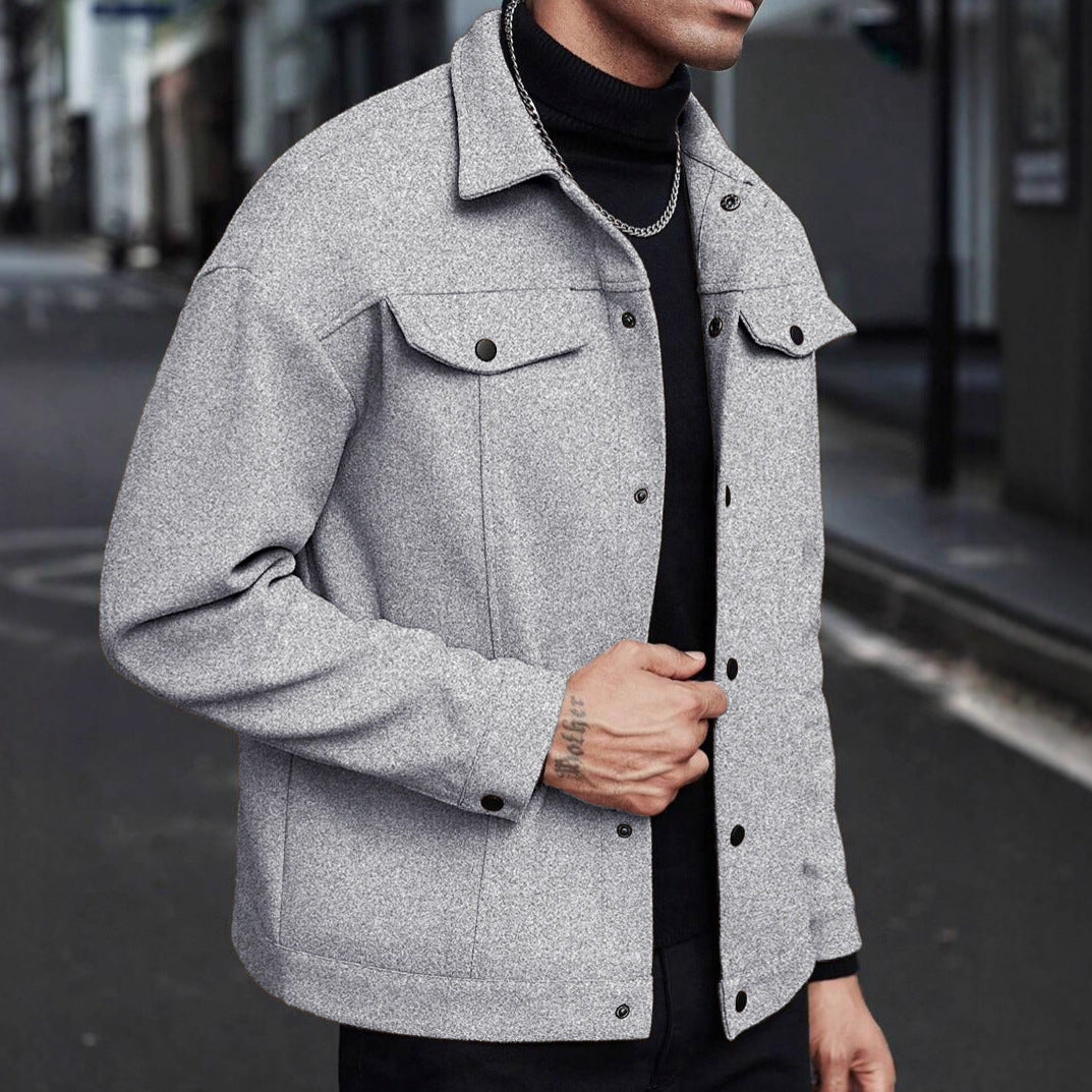 Herren nan Hemdjacke aus Wollmischung mit Druckknöpfen und Pattentaschen Nord Taschen