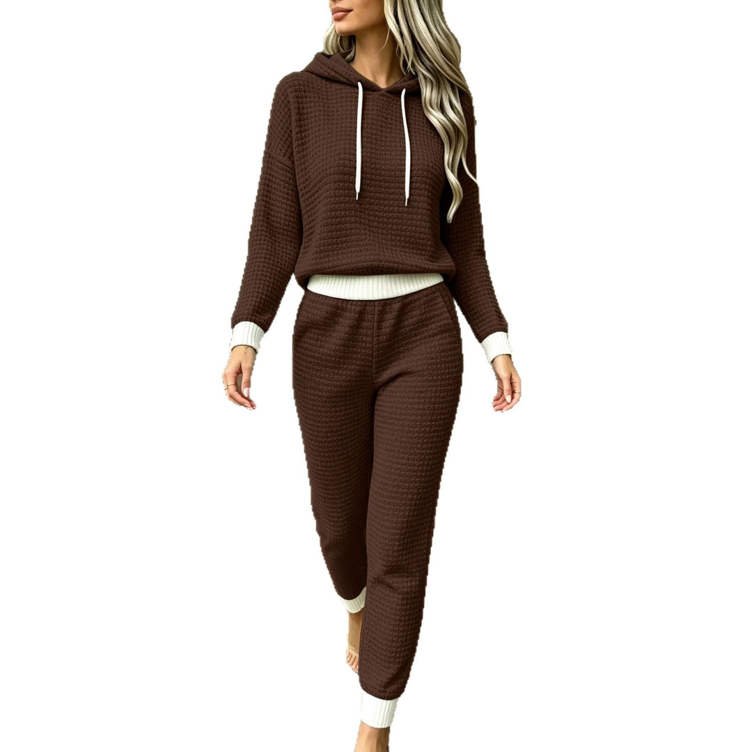 Damen Waffel-Struktur Lounge-Set mit Kapuzenpullover und Slim-Jogginghose Nord Taschen