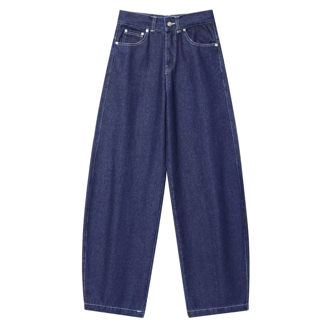 Damen Hochtaillierte Cropped-Jeans mit weitem Bein, Used‑Effekt und klassischen Taschen Nord Taschen