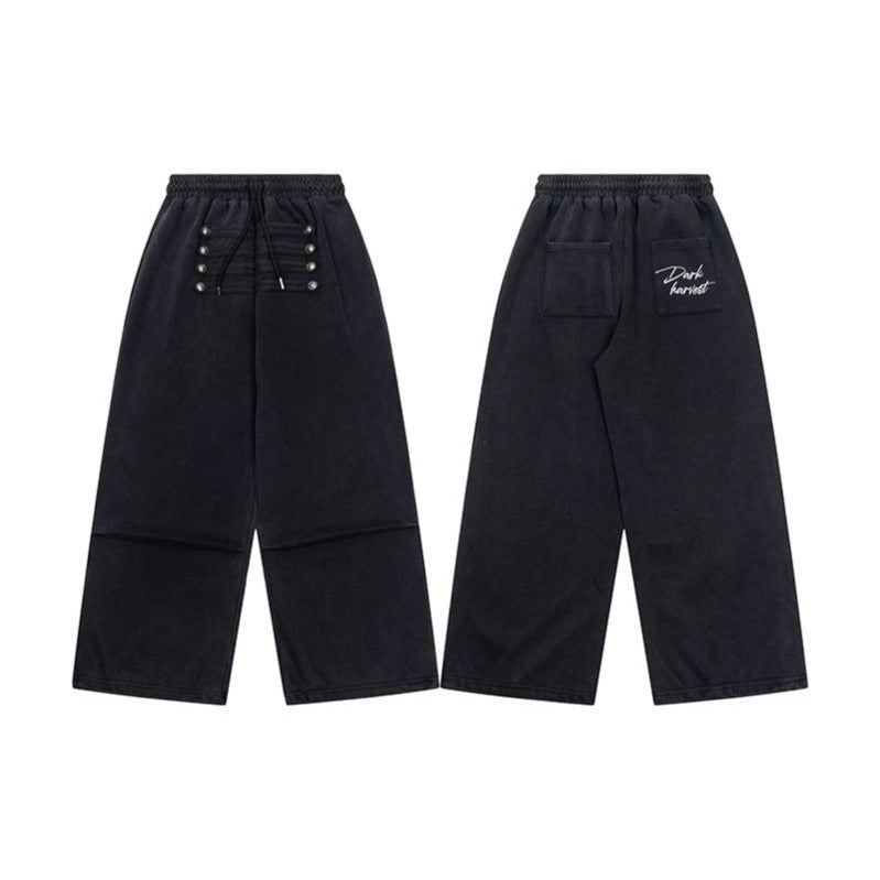 Damen Weite Culotte-Hose mit hohem Gummibund, Kordelzug und dekorativer Knopfblende Nord Taschen