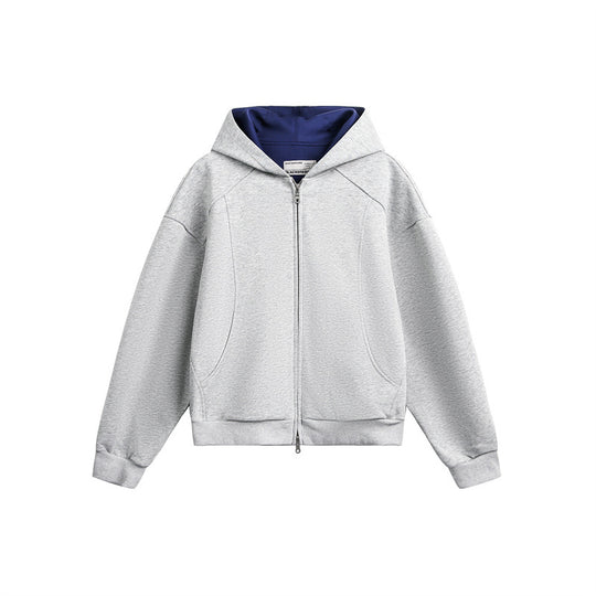 Unisex Oversize Kapuzen-Sweatjacke aus French-Terry mit Raglanärmeln und Zweiwegreißverschluss Nord Taschen