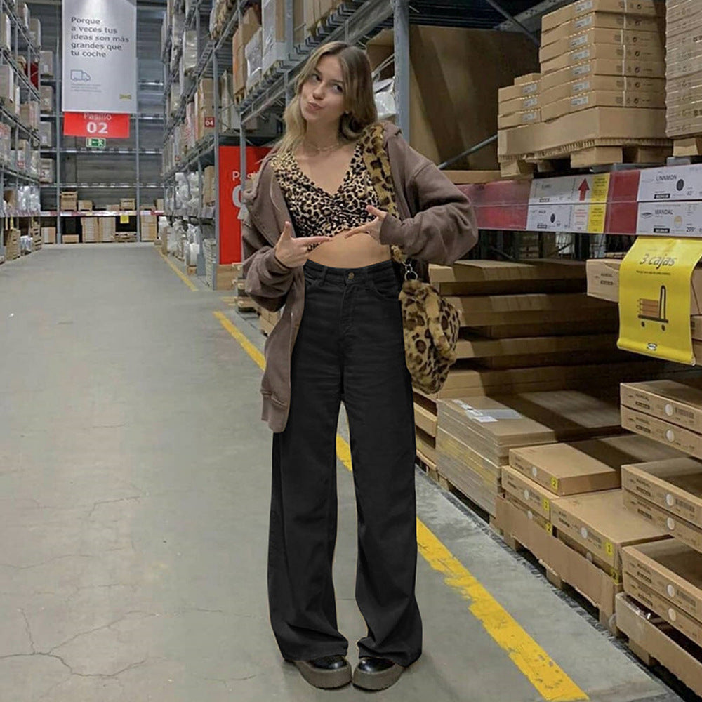 Damen Hochtaillierte weite Bundhose im Retro-Stil Nord Taschen