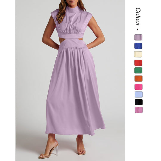 Damen Maxikleid mit kreativem Schnitt und tailliertem Design
