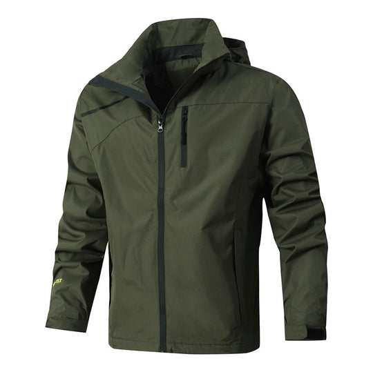 Herren Atmungsaktive wasserdichte Softshelljacke mit nahtversiegelter Membran und verstaubarer Kapuze Nord Taschen