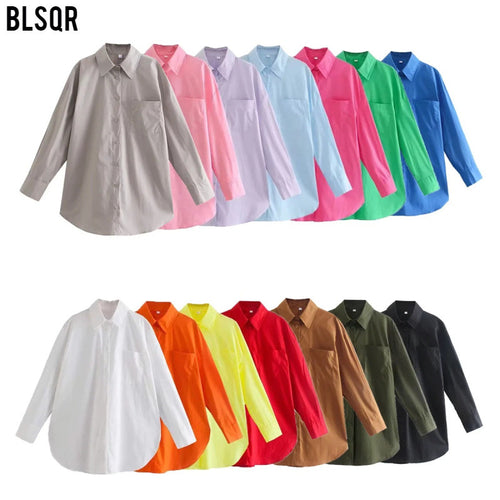Damen Oversize-Hemdbluse mit rundem Saum, Brusttasche und überschnittenen Schultern Nord Taschen