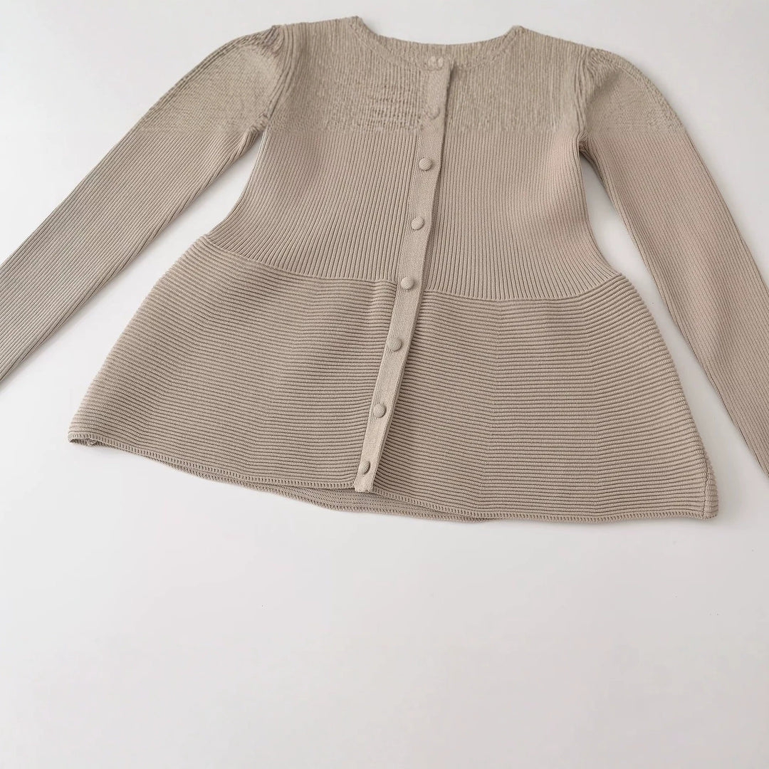 Damen Strukturierter Rippstrick-Cardigan mit Stehkragen und Taillennaht Nord Taschen
