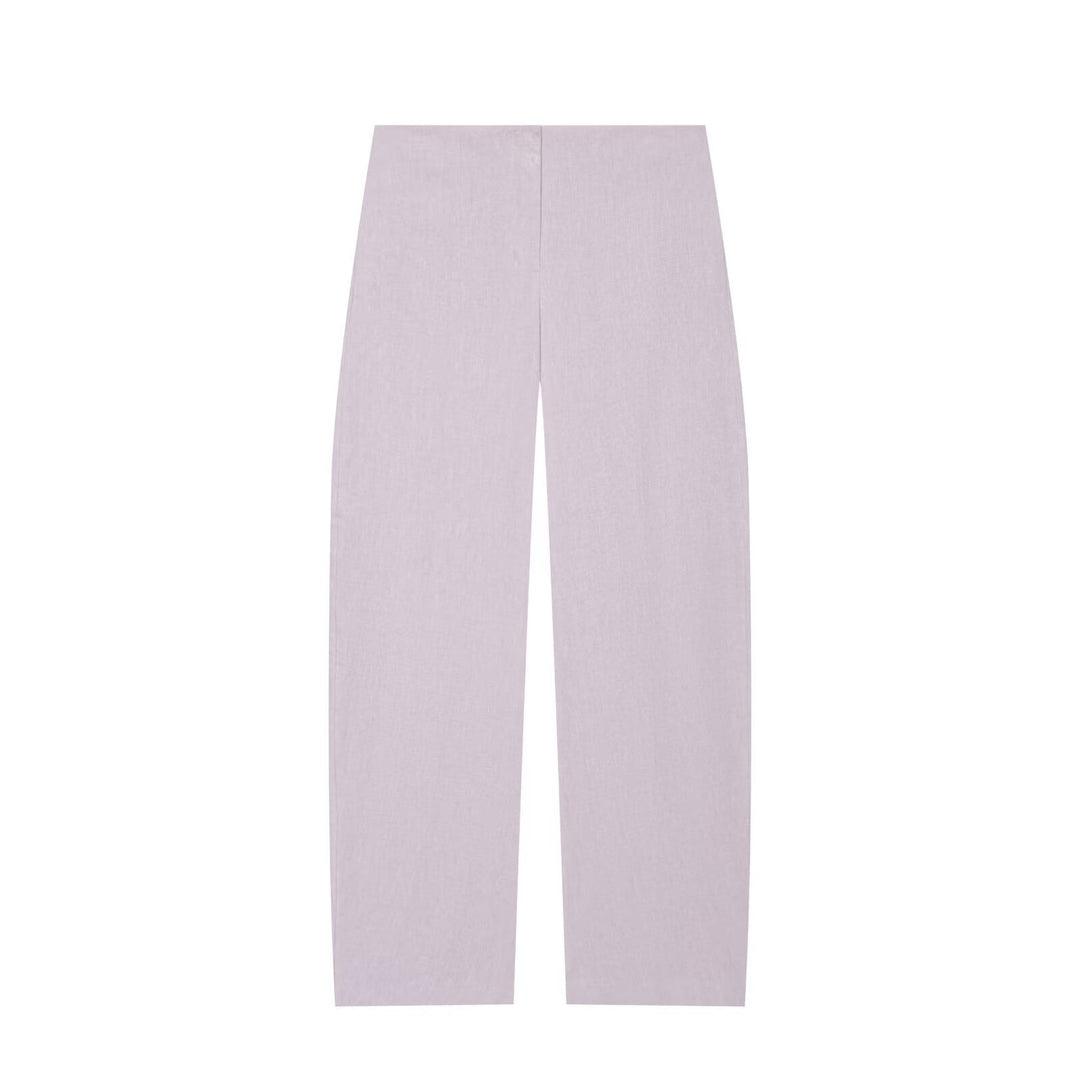 Damen Weite Leinenhose mit hoher Taille und geradem Bein Nord Taschen