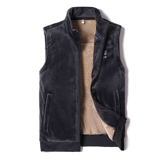 Herren Ärmellose Thermo-Fleeceweste mit Sherpa-Innenfutter und Stehkragen Nord Taschen