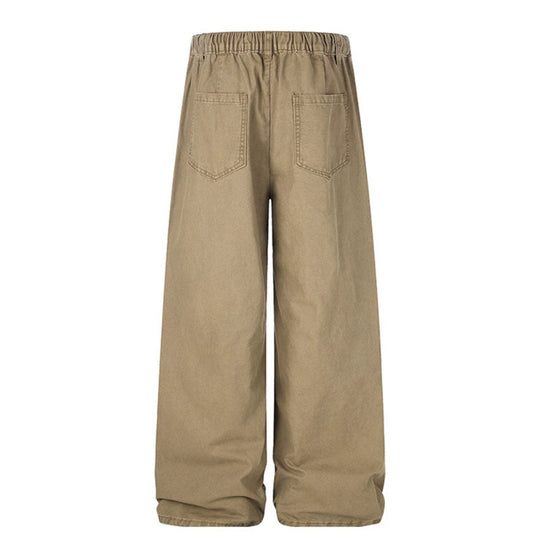 Damen Weite Canvas-Cargo-Palazzo-Hose mit elastischem Komfortbund und verstellbarem Saum Nord Taschen