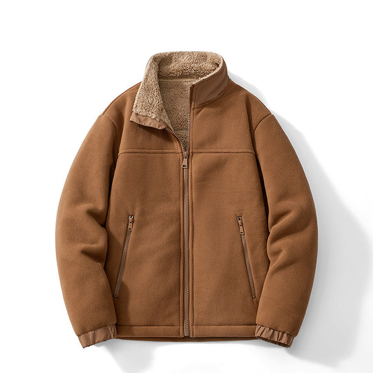 Herren Teddygefütterte Fleecejacke mit Stehkragen, Reißverschluss und Thermo-Innenfutter Nord Taschen