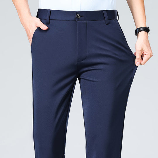 Herren Schlanke Business-Chinohose mit Stretch-Twill, Bügelfalte & verdeckten Reißverschlusstaschen Nord Taschen