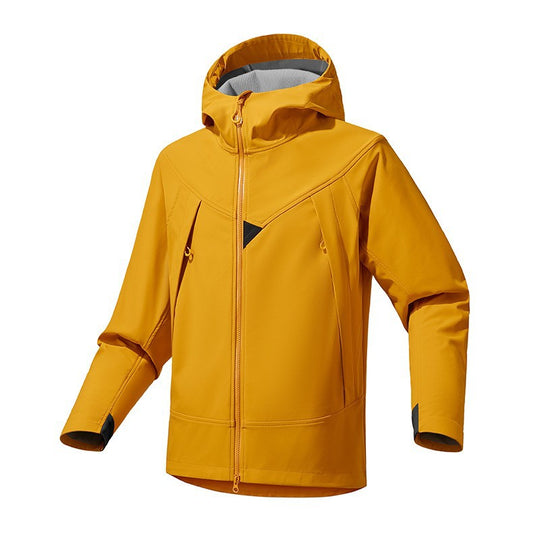 Herren Technische Softshell-Outdoorjacke mit Kapuze winddichtem Stretch und Zwei-Wege-Reißverschluss Nord Taschen