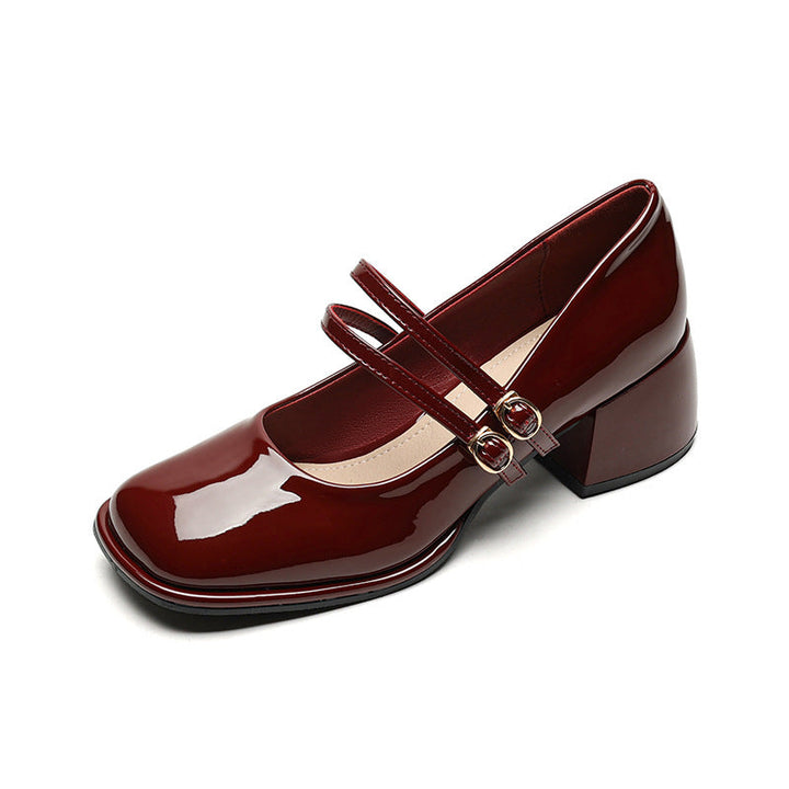 Damen Plateau-Pumps mit dekorativem Doppelriemen