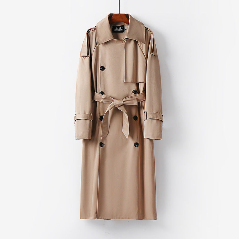 Herren Langer Doppelreihiger Trenchcoat mit Taillengürtel, Epauletten und klassischem Schalkragen Nord Taschen