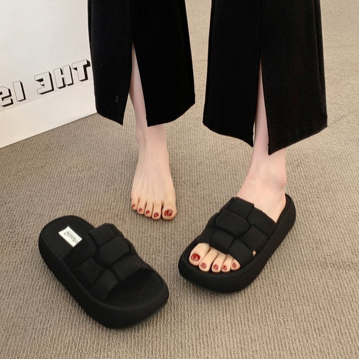 Damen bequeme Platform-Pantoletten mit gekreuzten Riemen