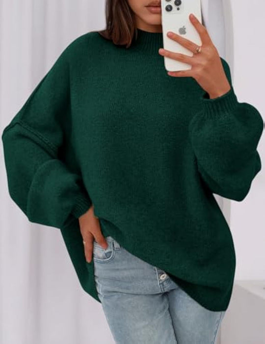 Damen Weicher Oversized Pullover Nord Taschen