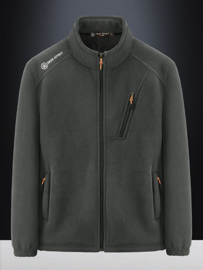 Herren Warme Microfleece-Outdoorjacke mit Brustreißverschluss, Seitentaschen und Stehkragen Nord Taschen