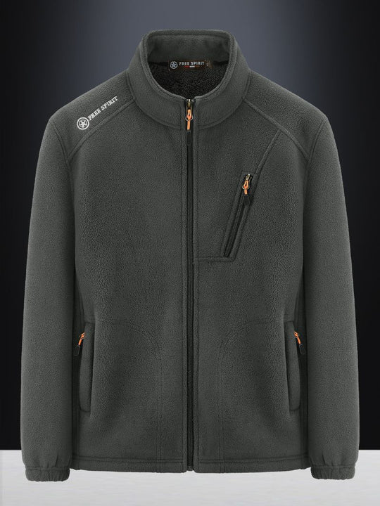 Herren Warme Microfleece-Outdoorjacke mit Brustreißverschluss, Seitentaschen und Stehkragen Nord Taschen