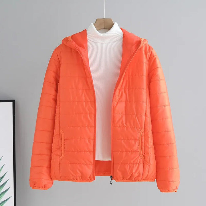 Damen gesteppte Übergangsjacke mit praktischen Taschen und Kapuze