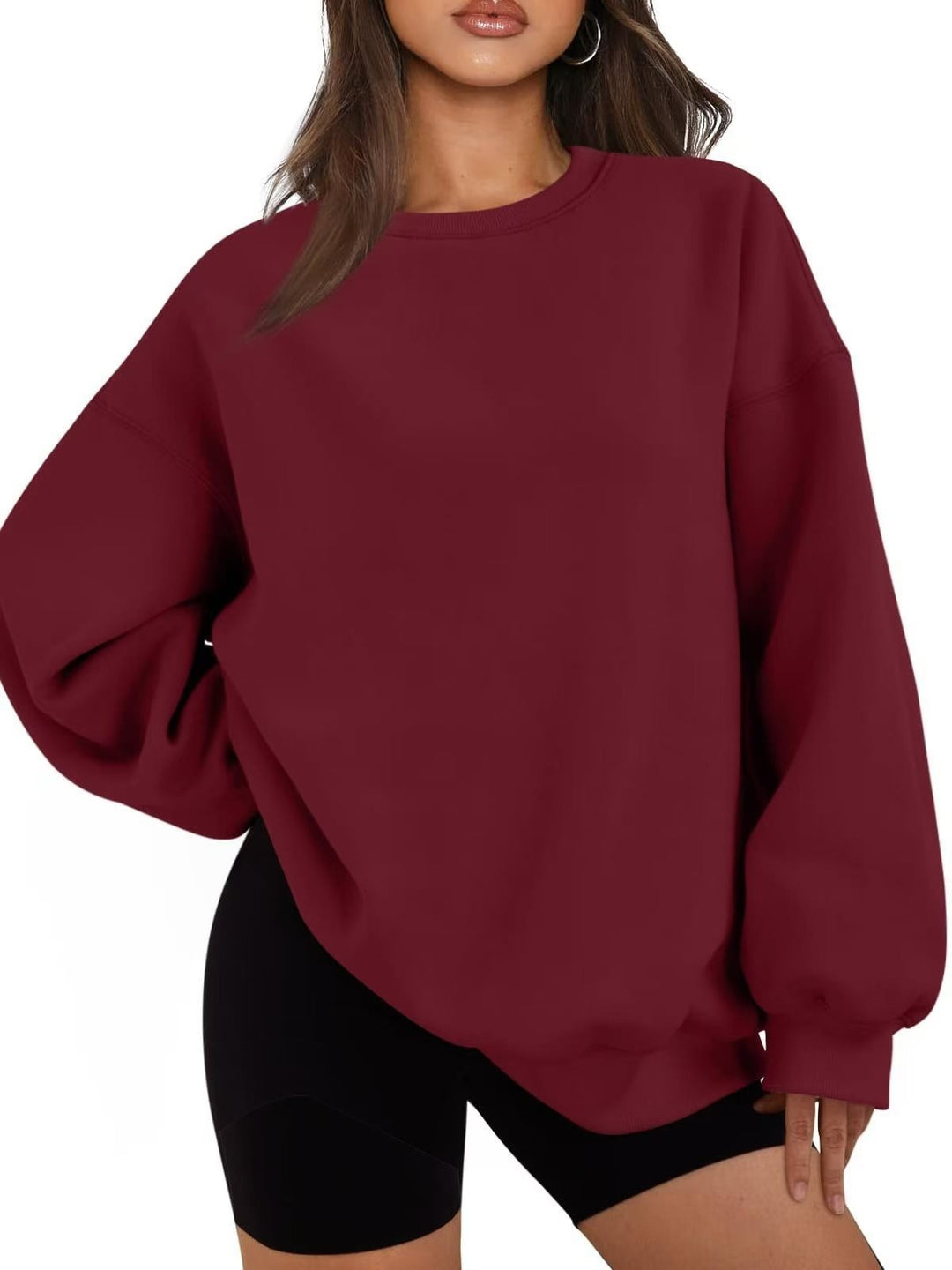 Damen Oversized Sweatshirt mit Rundhalsausschnitt, extraweichem French‑Terry und überschnittener Schulter Nord Taschen