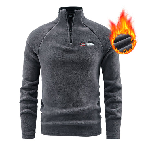 Herren Wärmender Fleecepullover mit kurzem Reißverschluss und Stehkragen Nord Taschen