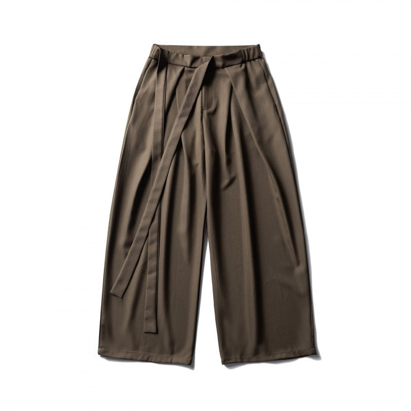 Damen Weite Culotte-Hose mit hoher Taille, Bundfalten und Bindegürtel Nord Taschen