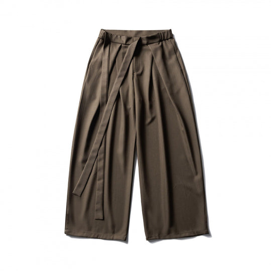 Damen Weite Culotte-Hose mit hoher Taille, Bundfalten und Bindegürtel Nord Taschen