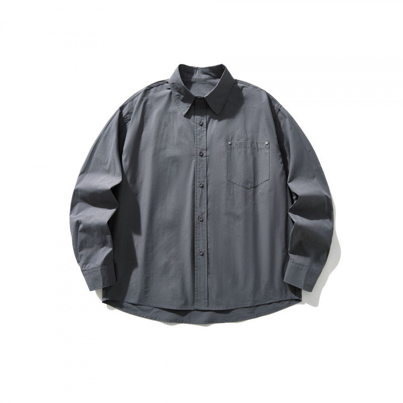 Herren Boxy-Overshirt mit Brusttasche und Hemdkragen aus leichtem Baumwollmix Nord Taschen