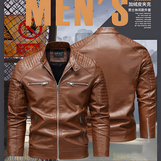 Herren Modische Kunstlederjacke mit Reißverschluss und strukturierten Akzenten Nord Taschen