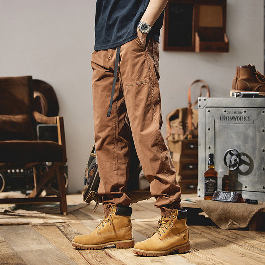 Herren Military-inspirierte Tapered-Cargo-Jogger aus robustem Baumwoll-Twill mit integriertem Webgurt und geripptem Knöchelabschluss Nord Taschen