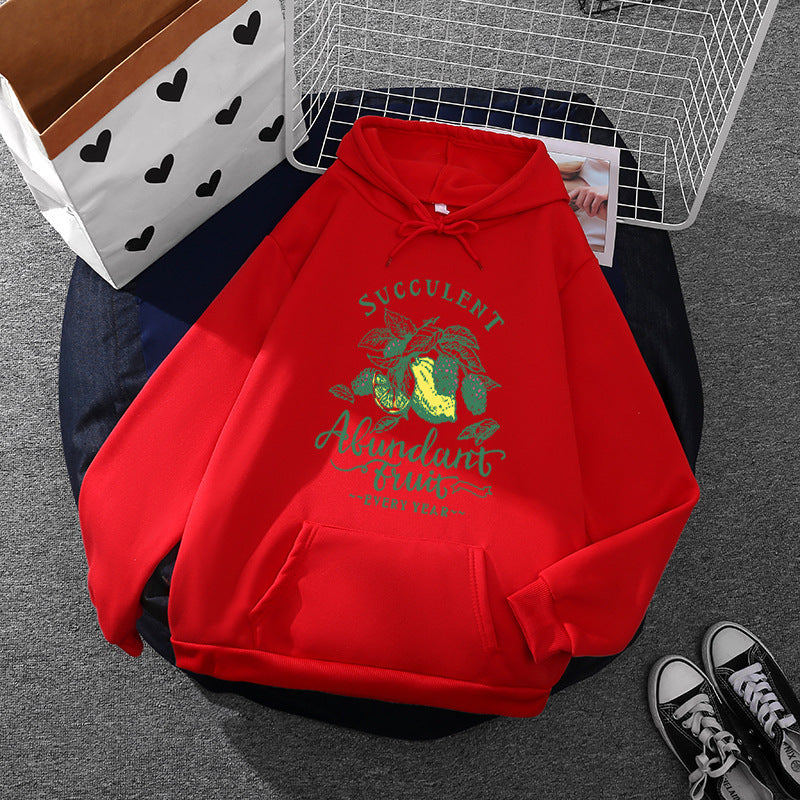 Damen nan Kapuzenpullover im Relaxed-Fit mit botanischer Frucht-Illustration und Kängurutasche Nord Taschen