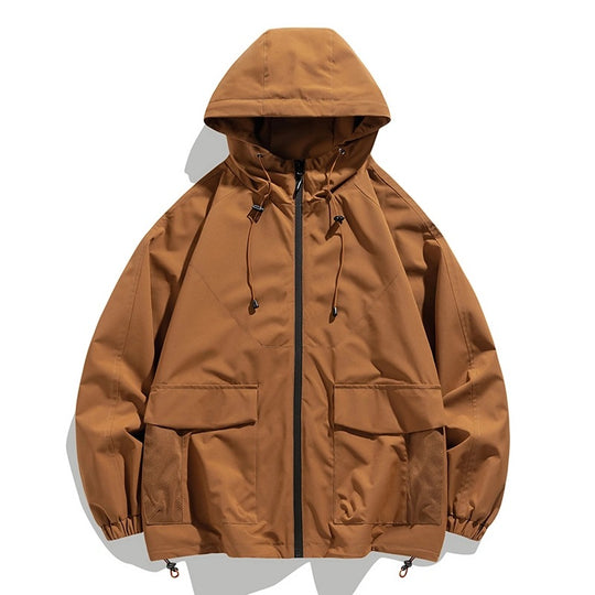 Herren Oversize Utility-Softshelljacke mit Kapuze, aufgesetzten Taschen & verstellbarem Saum Nord Taschen