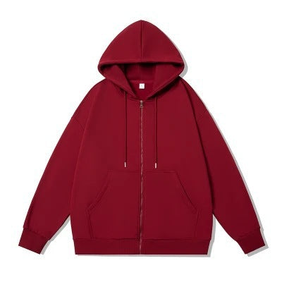 Unisex nan oversized Kapuzenjacke mit ausladendem Schulterschnitt, durchgehendem Reißverschluss und French-Terry Nord Taschen