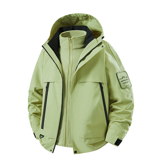 Herren multifunktionale Wasserfeste Softshell-Regenjacke mit abnehmbarer Fleece-Innenjacke Nord Taschen