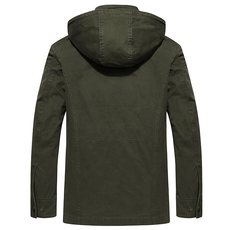 Herren robuste Canvas-Feldjacke mit Kapuze, Mehrfach-Taschen und verstärkten Nähten Nord Taschen