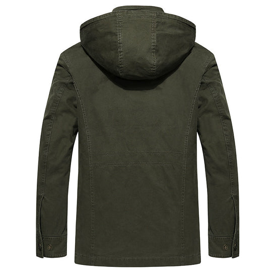 Herren robuste Canvas-Feldjacke mit Kapuze, Mehrfach-Taschen und verstärkten Nähten Nord Taschen