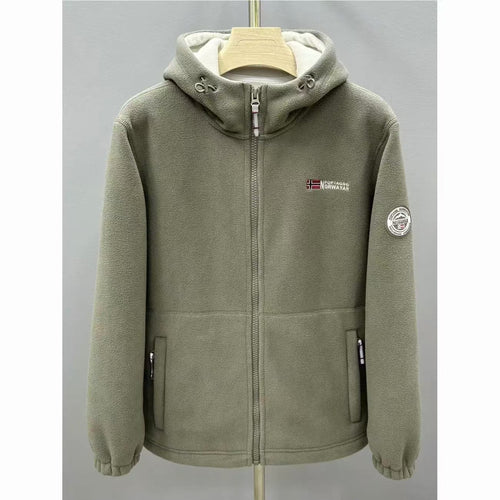 Herren Warme Fleece-Kapuzenjacke mit Sherpa-Futter, Windschutz & Reißverschlusstaschen Nord Taschen