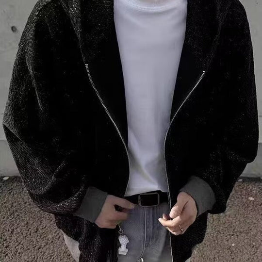 Unisex Oversized Strick-Kapuzenjacke mit Allover-Strukturmuster und Eingrifftaschen Nord Taschen